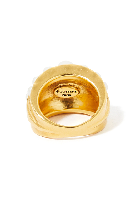 Graine de Gemmes Ring, 24k Gold-Plated Brass & Freshwater Pearls