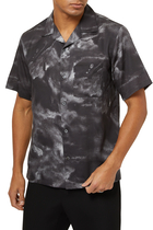 Noll Cloud Print Short Sleeve Button-Up Camp Shirt