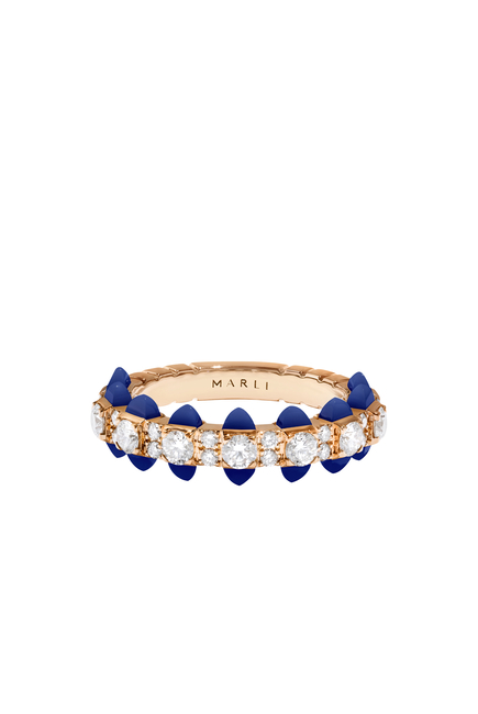 Tip-Top Ring, 18k Rose Gold with Lapis Lazuli & Diamond