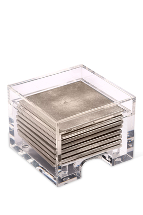 Coastbox Clear with Silver Leaf Chic Matte Coasters