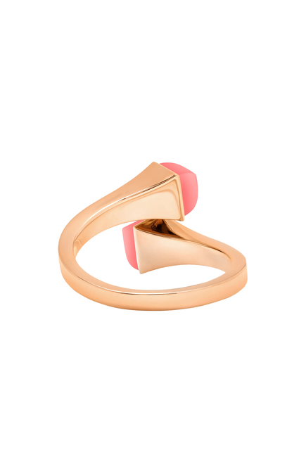Cleo Diamond Midi Ring, 18k Pink Gold with Pink Coral & Diamonds