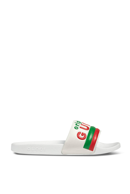 Gucci White Slide Sandals