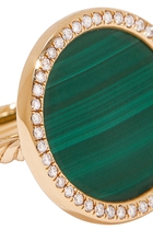 Elements® Ring in 18K Yellow Gold with Malachite and Pavé Diamonds