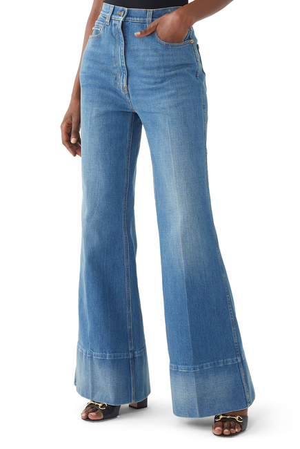 Wide-Leg Washed Jeans