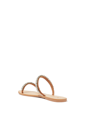 Crystal Two-Strap Leather Slides