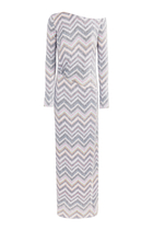 Zizgag Knit Sequin Long Dress