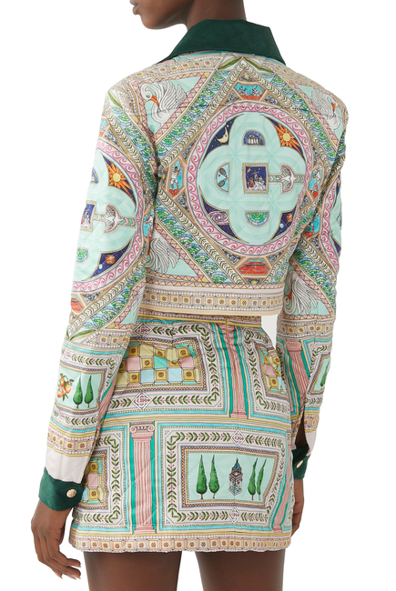 Printed Quilted Cropped Jacket