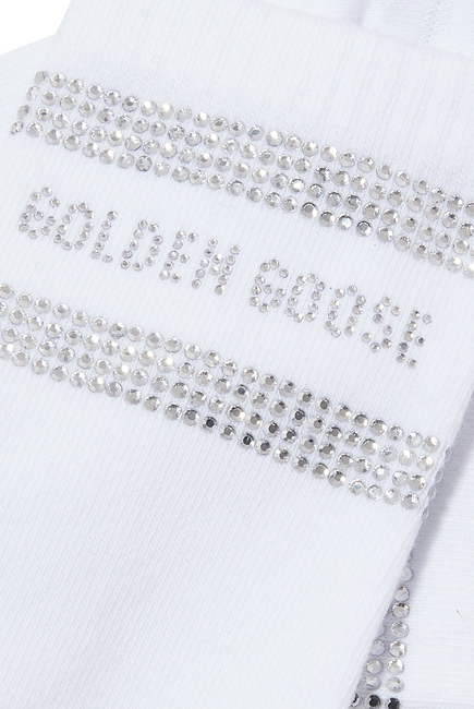 Logo Print Diamante Cotton Blend Socks