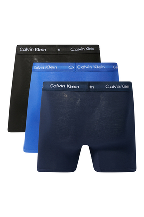 Calvin Klein Men's Cotton Stretch 3-Pack Boxer Brief Black/Blue Size M
