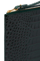 Croc-Embossed Leather Pouch