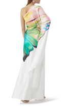 Mei One Shoulder Papillon Print Gown