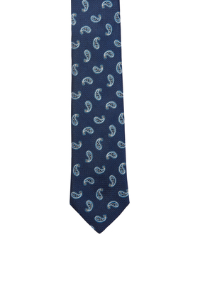 Dark Blue Paisley Silk Tie