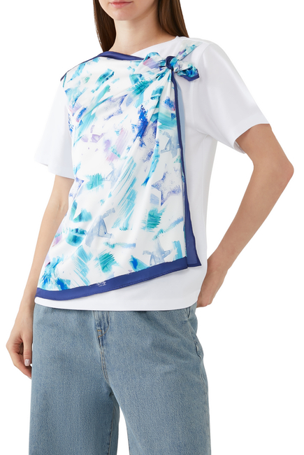Printed Scarf Effect T-Shirt