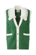 Sleeveless Coatigan with Removable Lace Collar