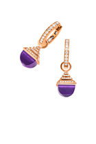 Cleo Midi Rev Drop Earrings, 18k Rose Gold Amethyst & Diamonds