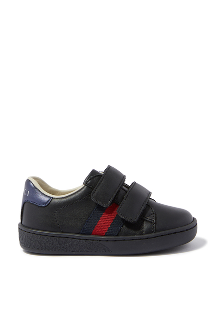 Gucci Kids Toddler Leather Sneaker With Web