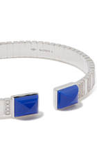 Cleo 2 Link Slip-On Bracelet, 18k White Gold with Lapis Lazuli & Diamonds