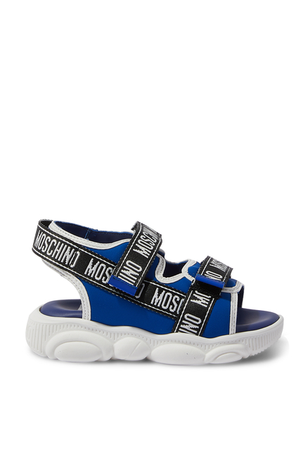 Kids Blue Logo Tape Sandals