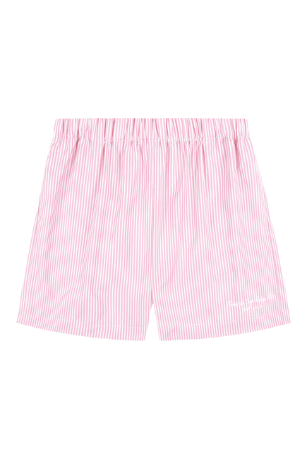 Hotel du Cap Cursive Oversized Pinstripe Shorts