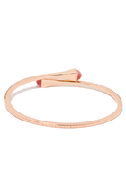 Cleo Slim Bangle, 18k Rose Gold with Pink Coral & Diamonds