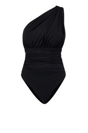 Penny Ruched One-Shoulder Swimsuit
