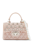 Rhinestone-Embellished Quilted Bag