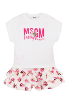 Logo Print T-Shirt & Floral Skirt Set