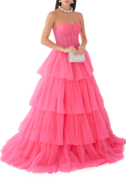 Corset Tiered Tulle Gown