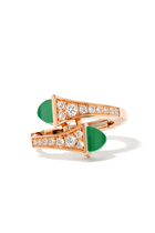 Cleo Huggie Earrings, 18k Rose Gold with Green Agate & Diamonds