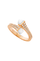 Cleo Slim Ring, 18k Rose Gold with  White Agate & Diamonds