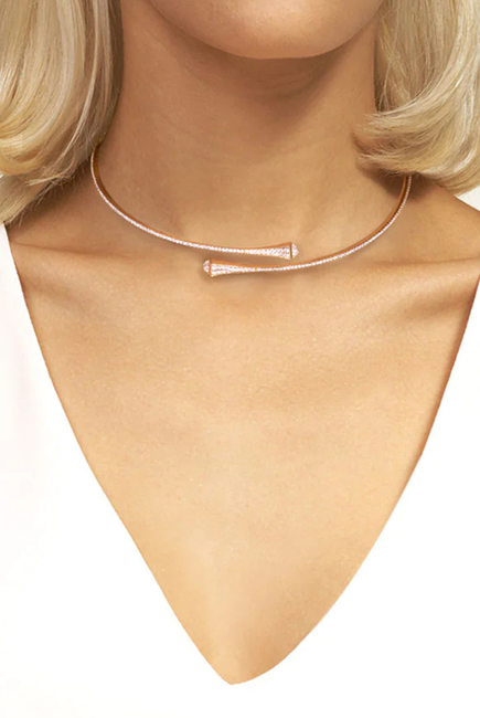 Cleo Full Diamond Slim Slip-On Necklace, 18k Rose Gold & Diamonds