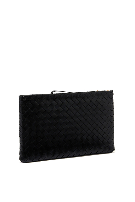 Large Intrecciato Leather Pouch