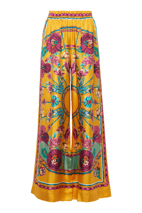 Printed silk palazzo pants in multicoloured - La Double J