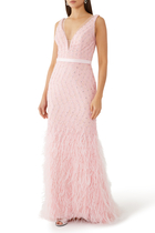 Feather Sleeveless Gown