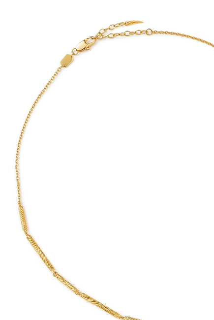 Wavy Ridge Chain Choker, 18k Gold-Plated Brass