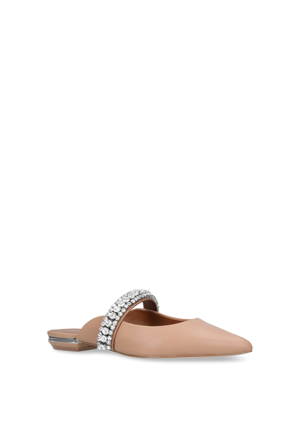 Princely Embellished-Strap Leather Mules