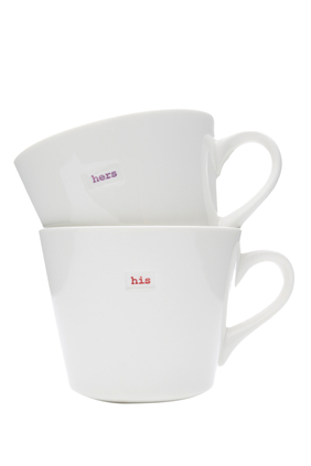 His and Hers Bucket Mugs, Set of 2