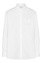 Embroidered Butterfly Cotton Poplin Shirt