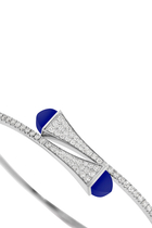 Cleo Midi Bangle, 18k White Gold with Lapis Lazuli & Diamonds