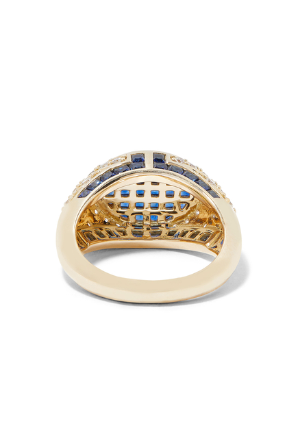 Pinky Ring, 14k Yellow Gold with Sapphires & Diamonds