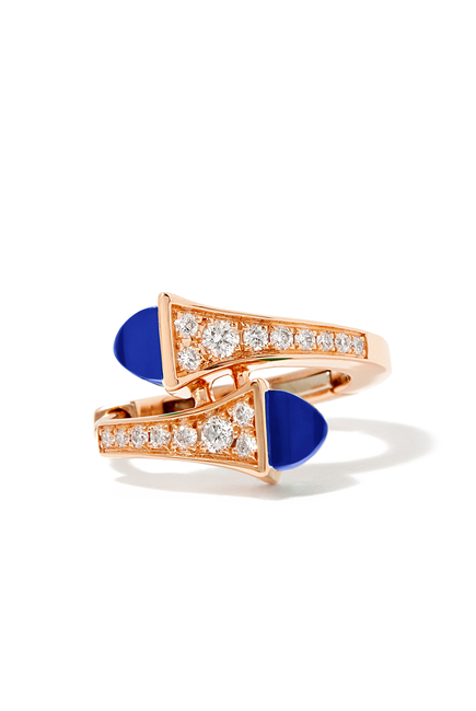 Cleo Huggie Earrings, 18k Rose Gold with Lapis Lazuli & Diamonds