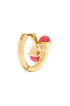 Cleo Huggie Earrings, Pink Coral & Diamond