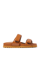 Puffer Flat Leather Sandals