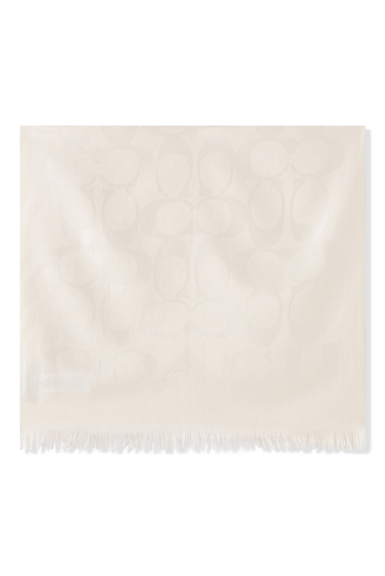 Signature Logo-Jacquard Silk-Cotton Scarf