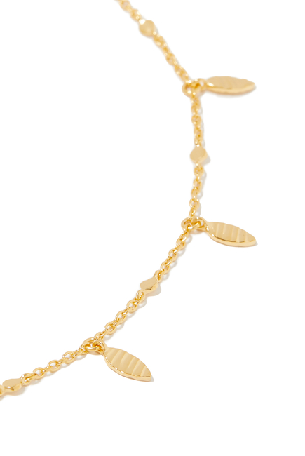 Leaf Charm Choker, 18K Gold Plated Sterling Silver