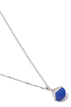 Cleo  Mini Rev Pendant, 18k White Gold with Lapiz Lazuli & Diamonds