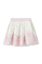 Bow Print Flared Skirt
