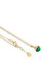 Cleo Mini Rev Necklace, 18K Yellow Gold with Green Agate & Diamonds