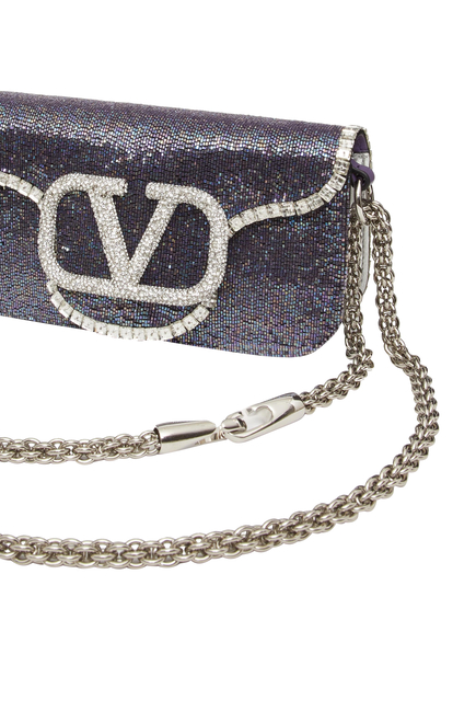 Valentino Garavani Locò Embroidered Crystal Shoulder Bag