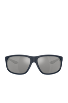 Men's D-Frame Sunglasses in Black with Dark Grey Lenses